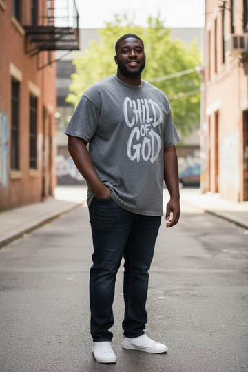 Child of God - Oversized Snow Washed Oversized Cotton Christian T-Shirt