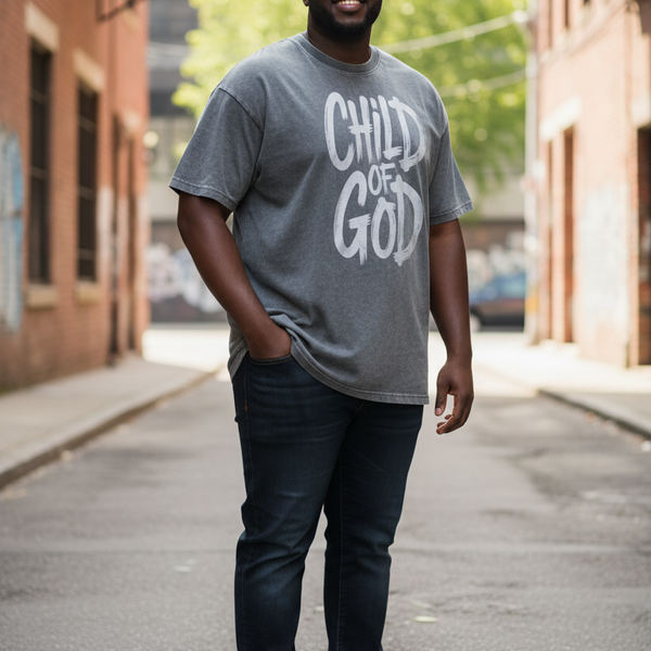 Child of God - Oversized Snow Washed Oversized Cotton Christian T-Shirt