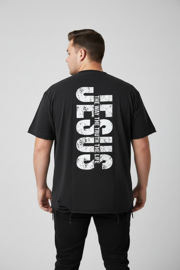 Jesus the Way the Truth - Oversized Snow Washed Raw-Hem Unisex T-Shirt