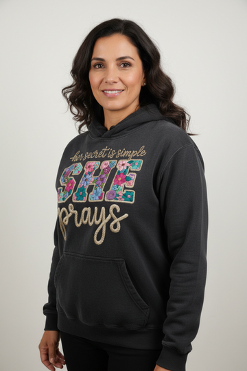 She Prays - Heavyweight Sunfaded Oversized Ladies Christian Hoodie