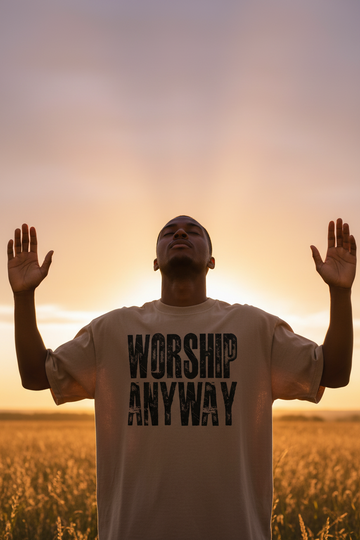 Worship Anyway - Oversized Enzyme Washed Christian T-Shirt
