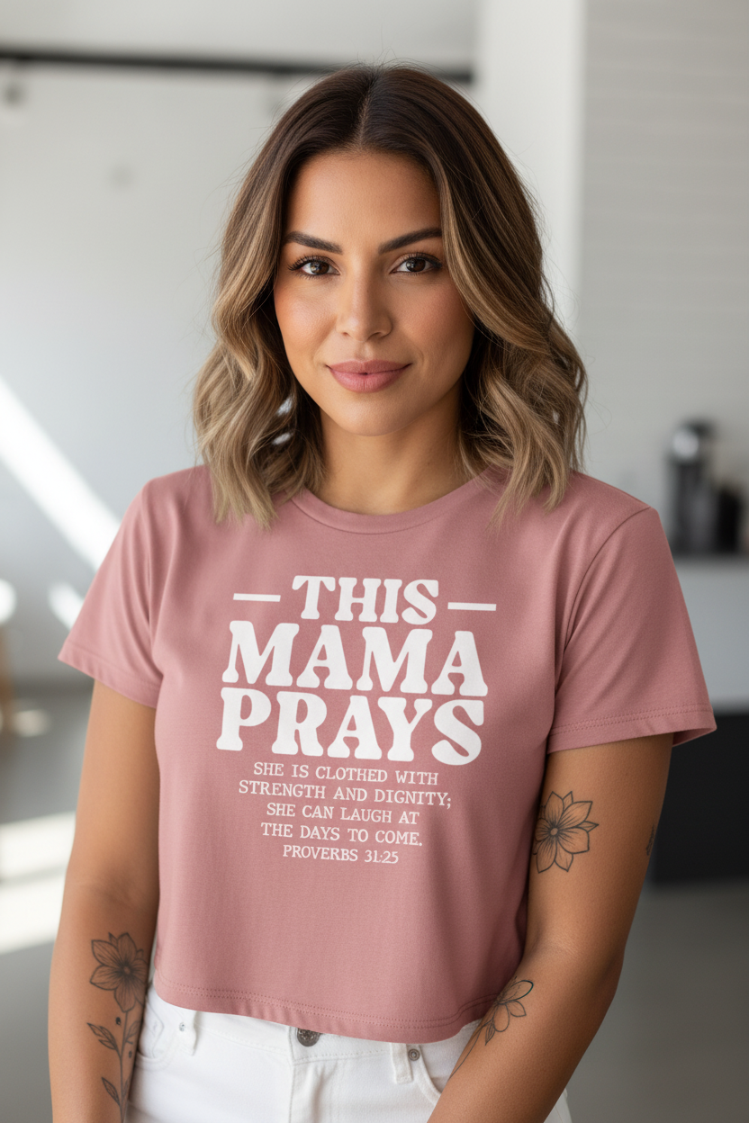 This Mama Prays T-shirt Flowy Cropped Tee