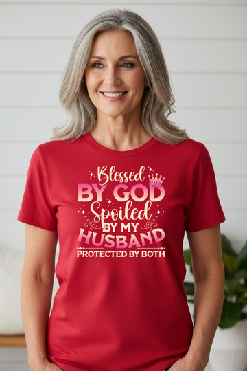 Spoiled By God and My Husband Ladies Relaxed Jersey Short-Sleeve T-Shirt