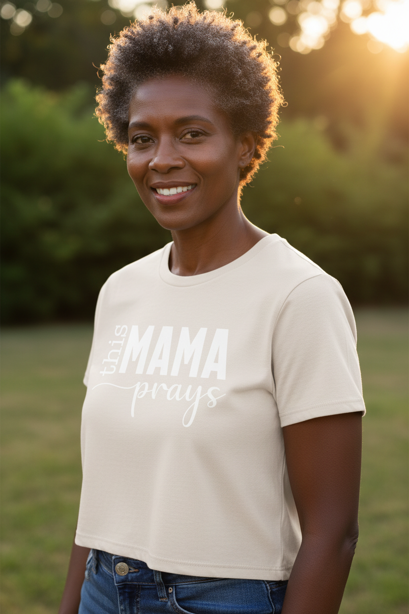 This Mama Prays T-shirt Flowy Cropped Tee