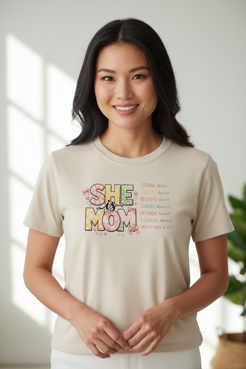 She Is Strong, She Is Mom Ladies T-shirt