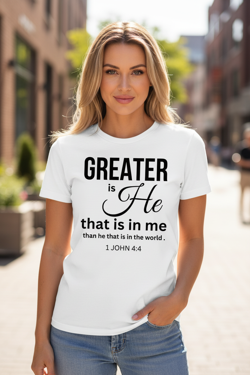 Greater Is He That Is In Me 1 John 4:4 - Heavyweight Garment-Dyed T-Shirt