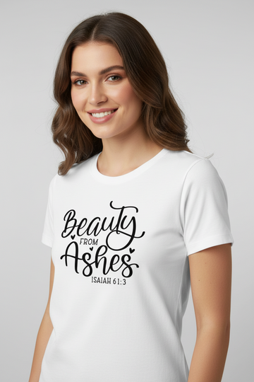 Beauty from Ashes Isa 61:3 Ladies Short-Sleeve T-Shirt