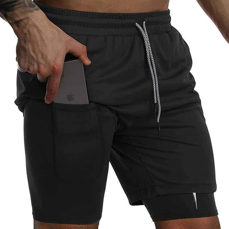 Cross Print 2 in 1 Performance Shorts for Men Gym Workout Running Shorts with Phone Pocket Towel Loop Sports Athletic Activewear