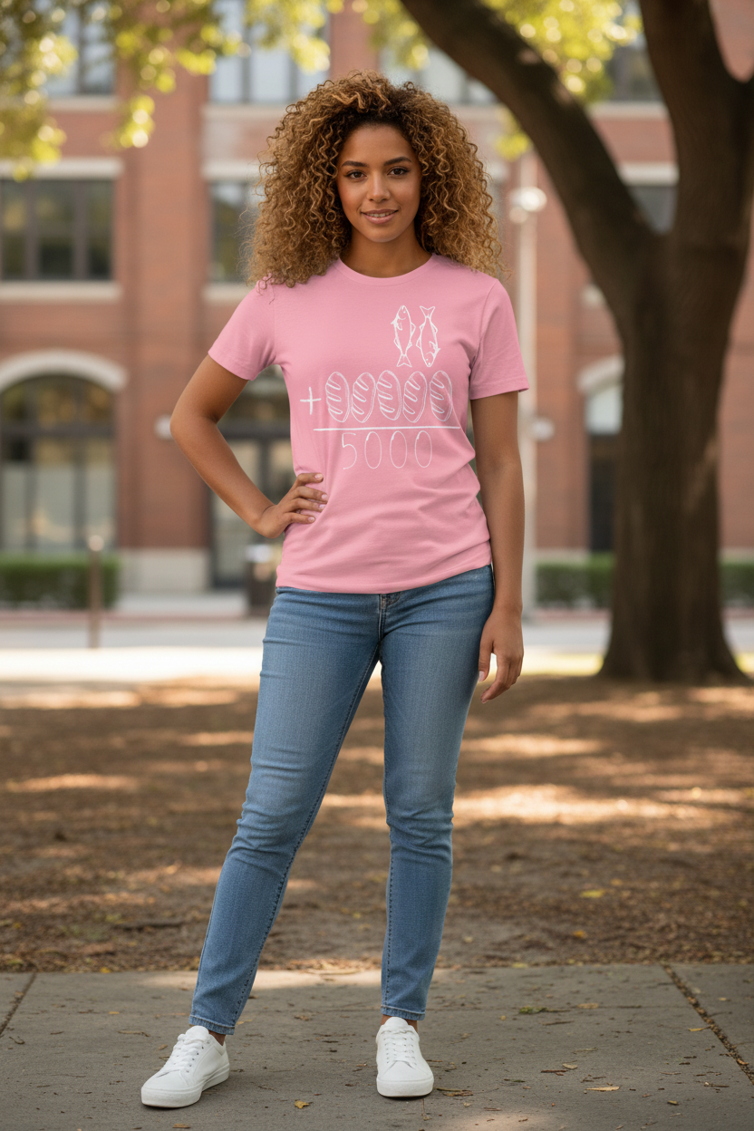 The 5000 Miracle Jesus Fish Bread Christian Tee