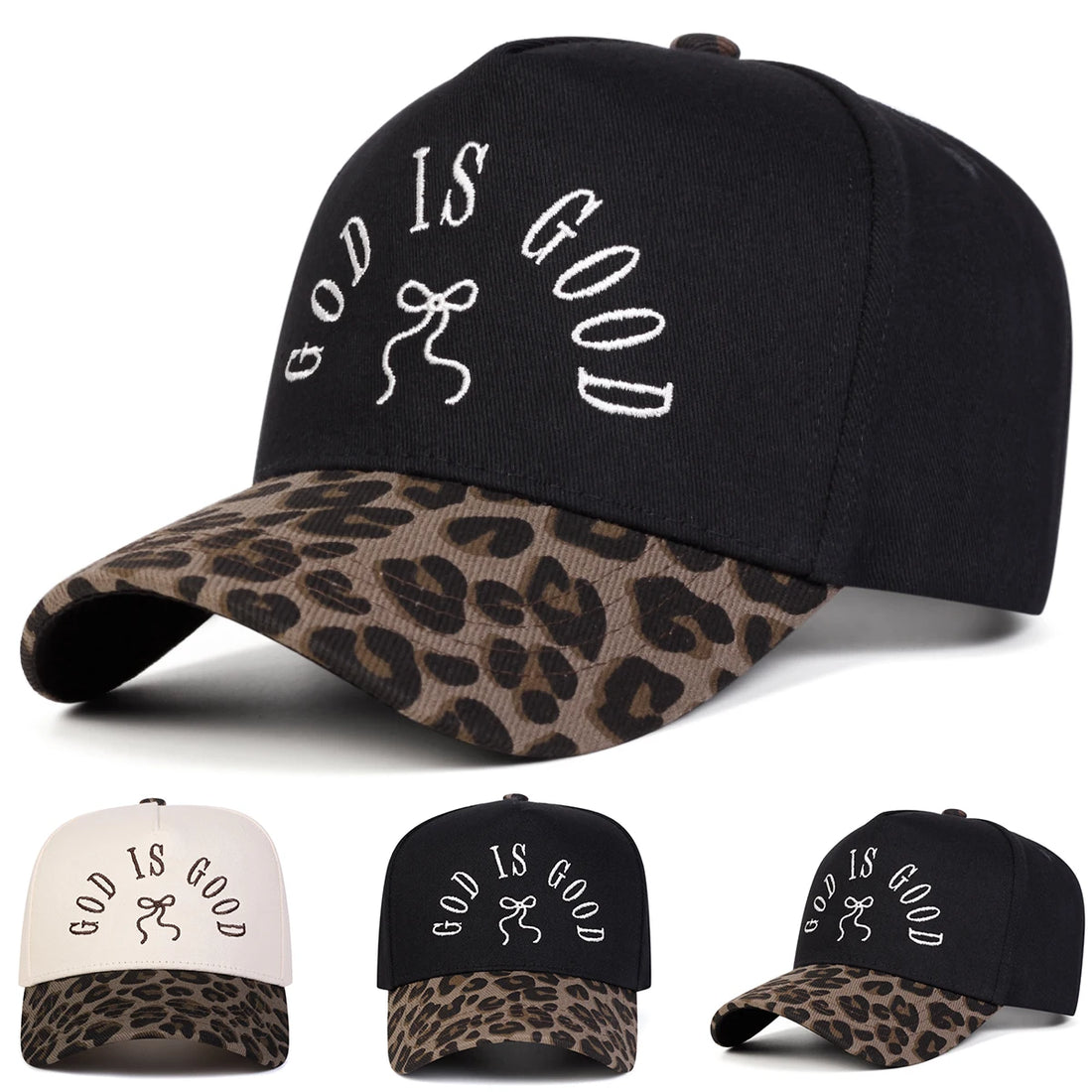 GOD IS GOOD Animal Print Embroidery Baseball Cap