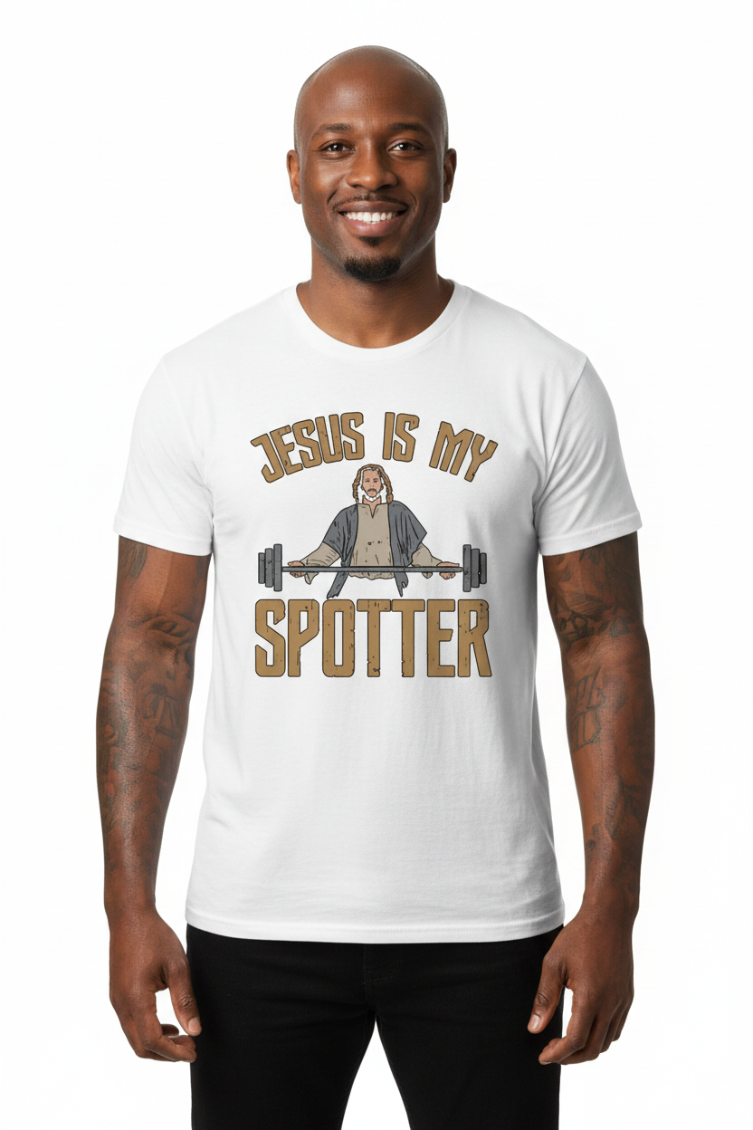 Jesus Is My Spotter Funny Christian T-shirt