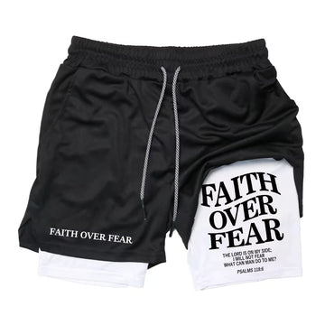 Summer New Shorts Man Cross Bible Print Gym Fitness Shorts Women's Sports Double-layer 2-in-1 Pant Quick-Drying Beach Shorts Y2k