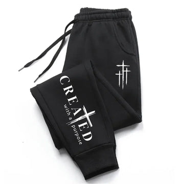 High Quality All Season Daily Casual Sports Fashion Jogger Pants Jesus Cross Printed Trousers 2026 New Arrival Men's Sweatpants