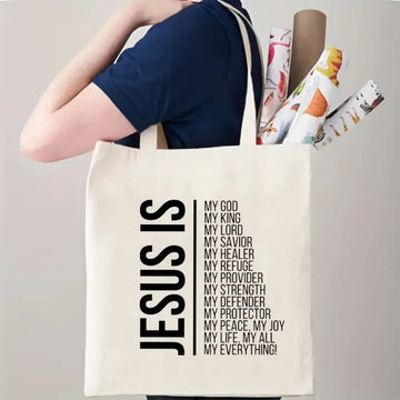 All My Hope Is in Jesus Pattern Canvas Tote Bag Religious Large Capacity Handbag  Faith Jesus Sublimation Designs Shopping Bag
