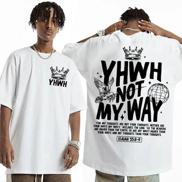 YHWH Not My Way Retro Bible T-shirt Minimal Christian Streetwear Jesus T Shirts Men Women Fashion Aesthetic Short Sleeve T Shirt