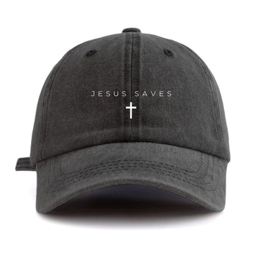 1pc JESUS SAVES Print Washed Baseball Cap for Adults,Minimalist Retro Style Casual Soft Adjustable Dad Hat, Perfect As Gift