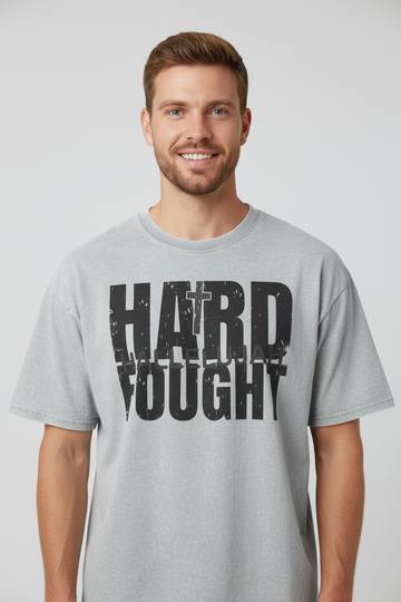 Hard Fought Hallelujah - Oversized Snow Washed Oversized Cotton Unisex T-Shirt