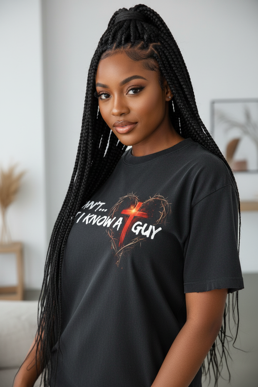 I Can’t… But I Know a Guy - Oversized Snow Washed Raw-Hem Christian T-Shirt