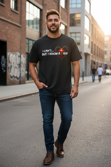 I Can’t… But I Know a Guy - Oversized Snow Washed Raw-Hem Christian T-Shirt