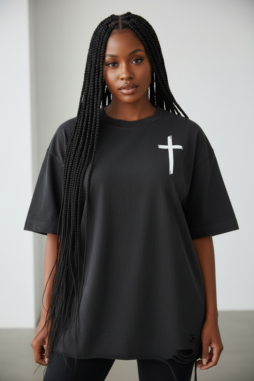 Jesus the Way the Truth - Oversized Snow Washed Raw-Hem Unisex T-Shirt