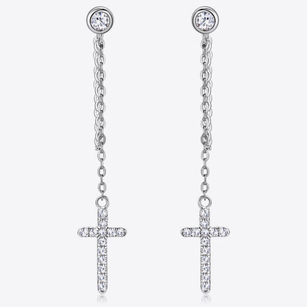 Moissanite 925 Sterling Silver Cross Earrings